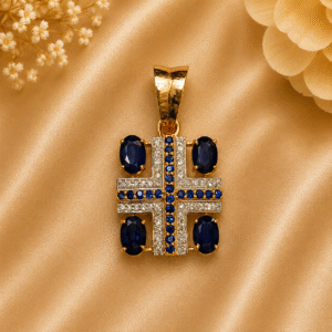 Blue Saphayer + Diamond Pendant