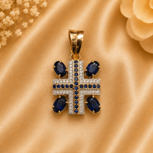Blue Saphayer + Diamond Pendant