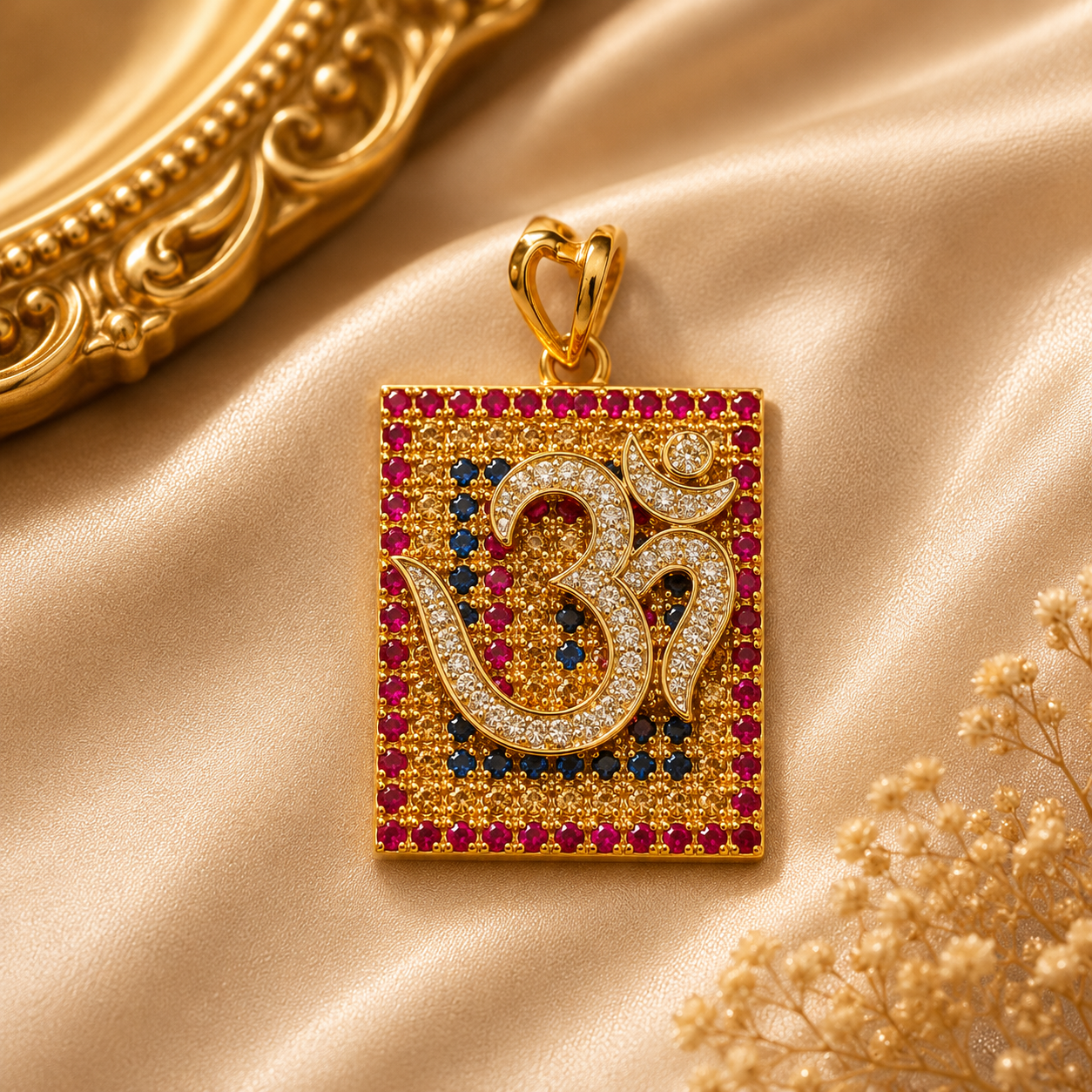 Ruby + Blue Sapphire + Yellow Sapphire Pendant