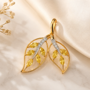 Yellow Sapphire Leaf Pendant