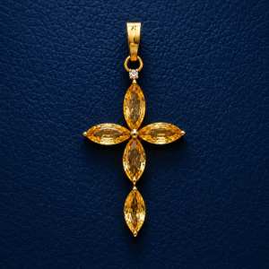 Yellow Saphayer Cross Pendant