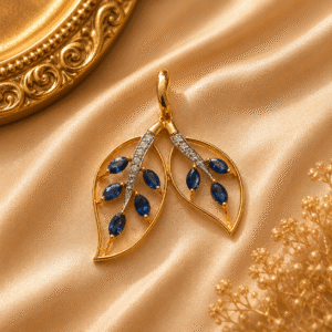 Blue Saphayer Leave Pendant