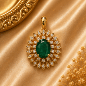 Emerald + Diamond Pendant