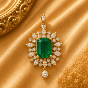 Emerald + Diamond Pendant