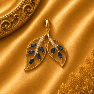 Blue Saphayer Leave Pendant