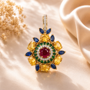 Multi Gemstone Diamond Pendant