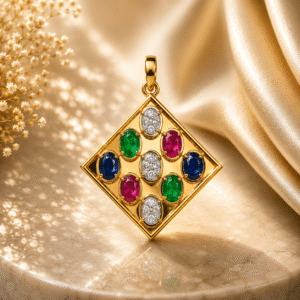 Multi Gemstone Hanging Diamond Pendant