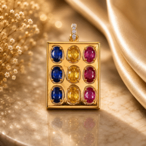 Multi Gemstone Hanging Diamond Pendant