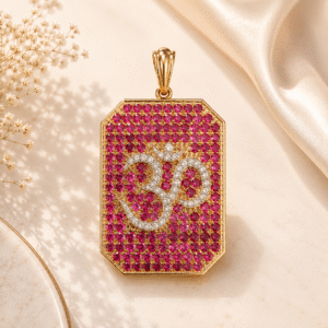 Ruby + Diamond Om Pendant
