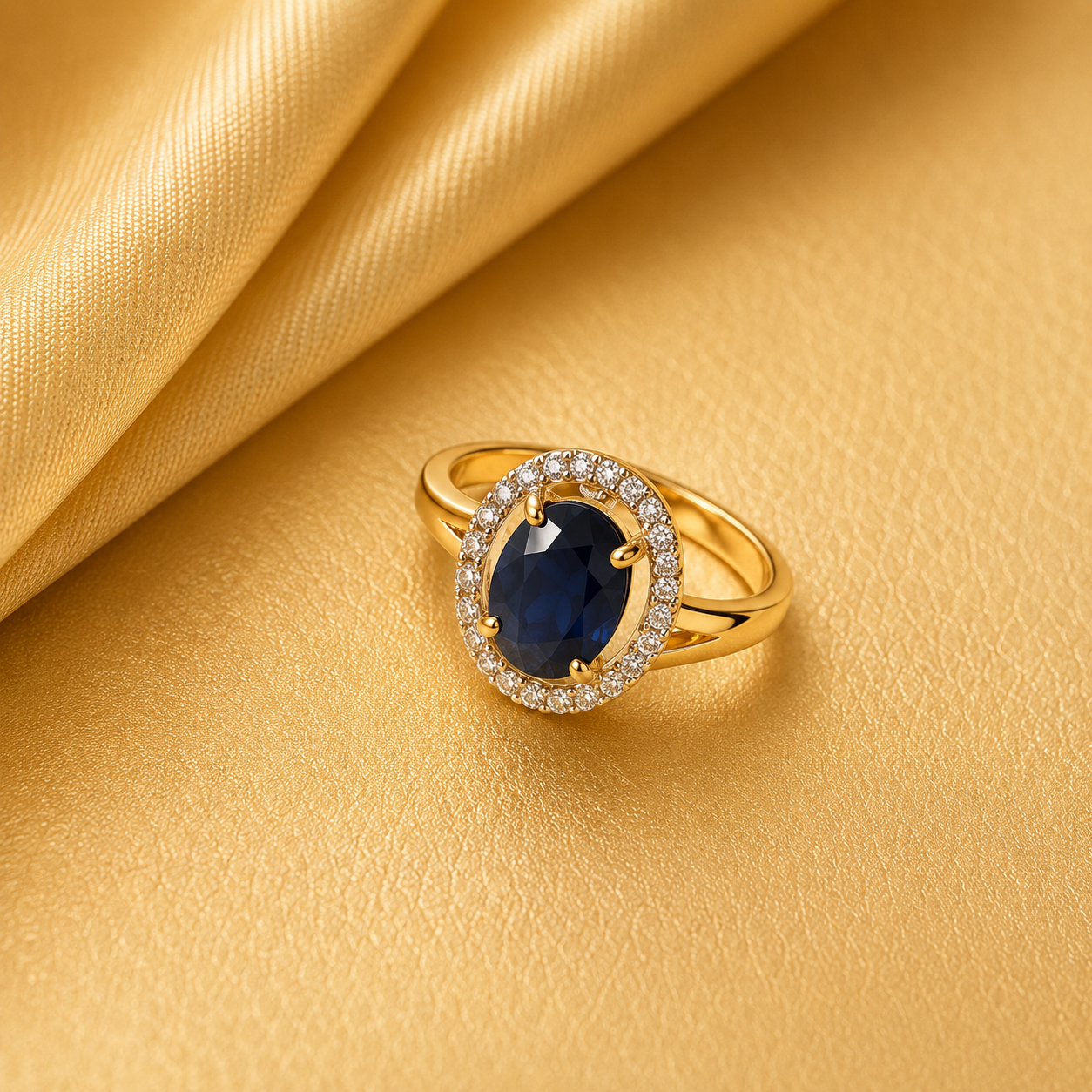 Blue Sapphire & Diamond Ring