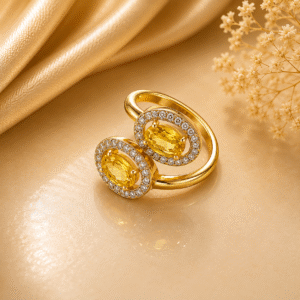 Yellow Sapphire Oval & Diamond Ring