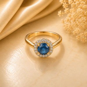 Blue Sapphire & Diamond Ring