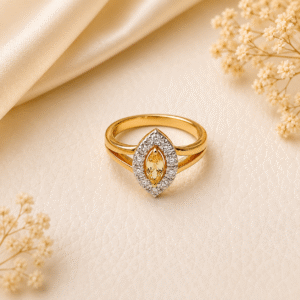 Yellow Sapphire & Diamond Ring